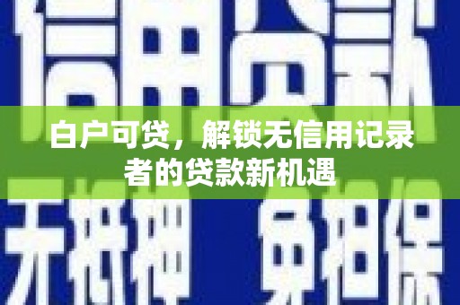 渭城白户可贷，解锁无信用记录者的贷款新机遇
