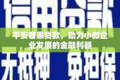 康马平安普惠贷款，助力小微企业发展的金融利器